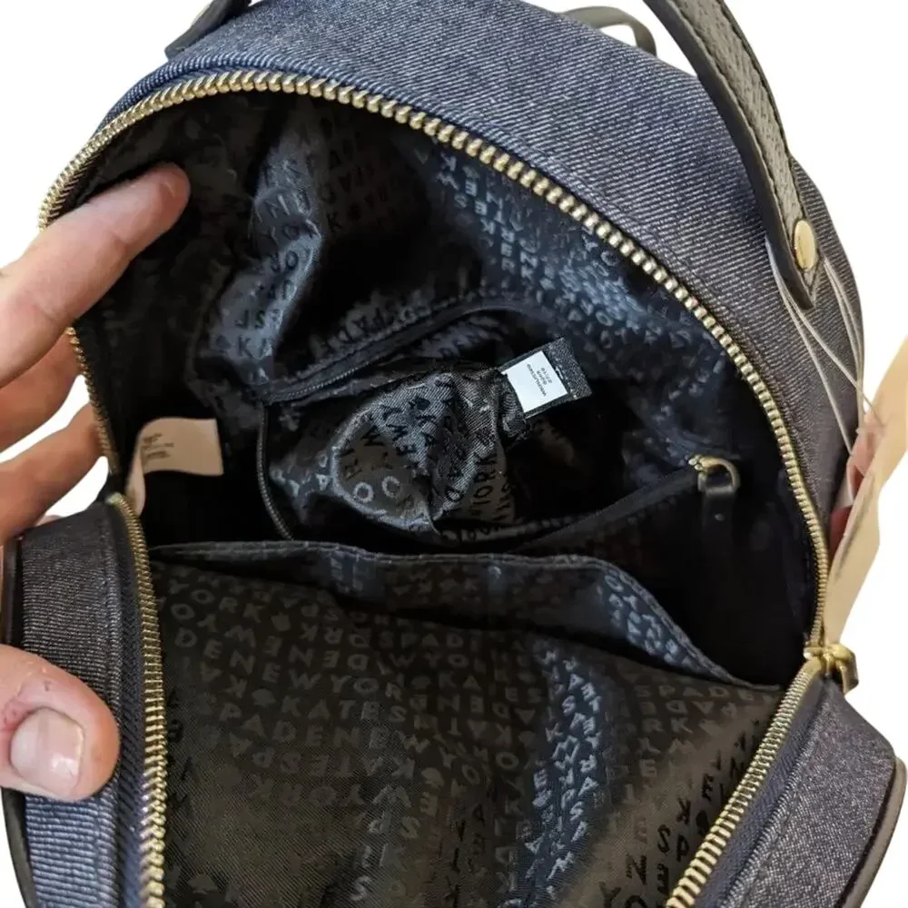 Kate Spade Grove Street Denim Poppy Embroidered Backpack New with Tag MSRP $299